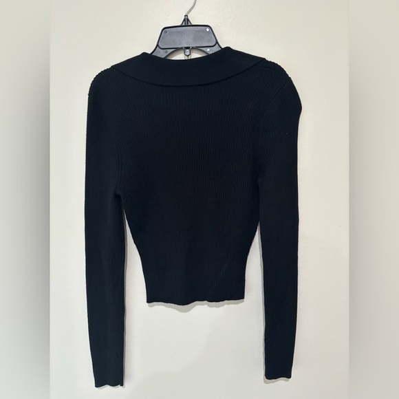 Abercrombie & Fitch Black Ribbed V-Neck Sweater Women’s small - Picture 4 of 5
